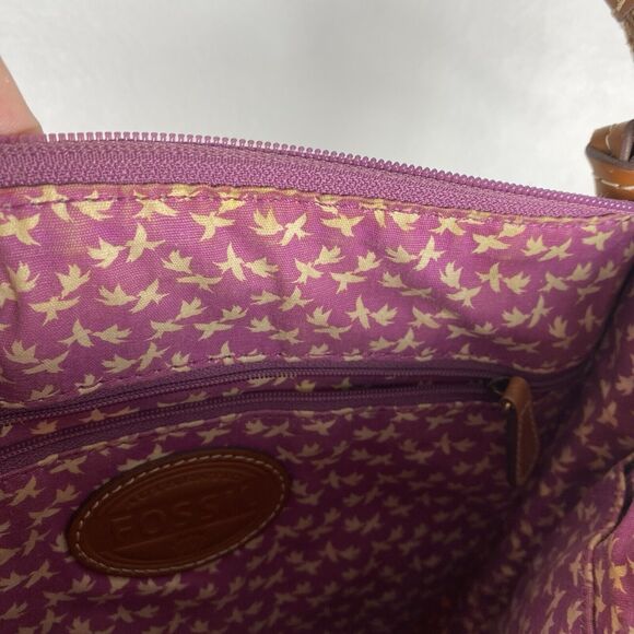 Fossil Coated Canvas Crossbody Bag Purse Multicolor Rainbow Stripes Bag - Picture 12 of 12